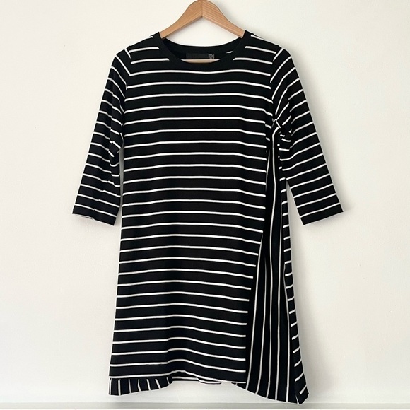 TRF by Zara Striped Cotton Knit 3/4 Sleeve A-line Dress Size M - Picture 2 of 14